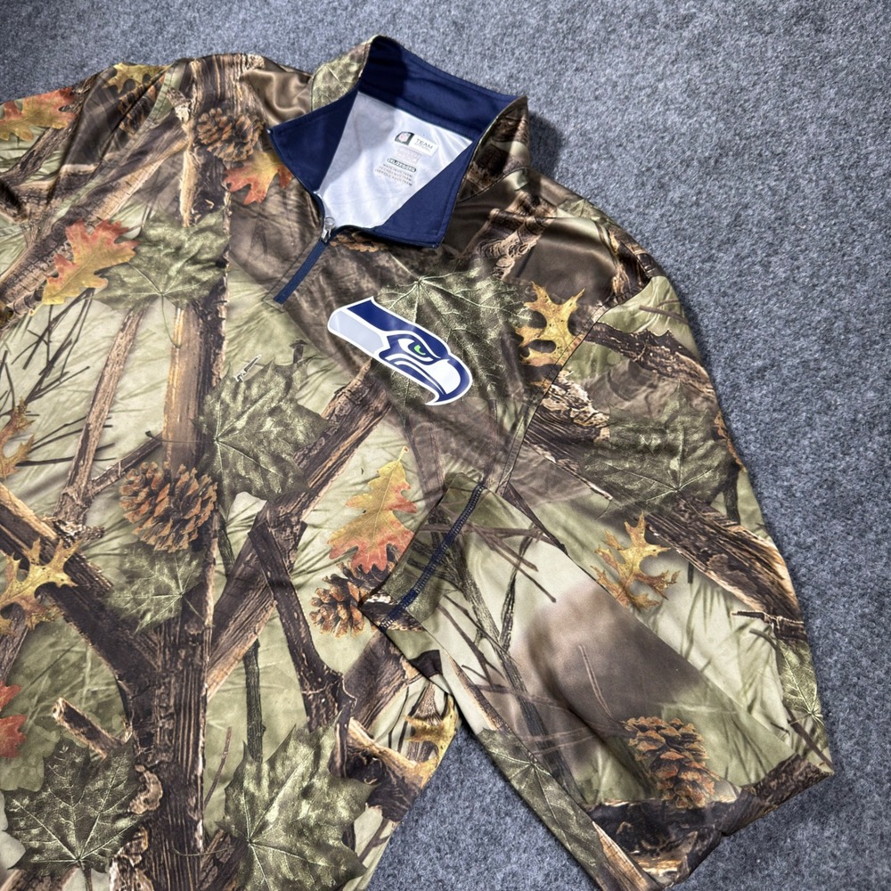 Seattle Seahawks 1/4 Zip Pullover Mens 2XL Camo NFL Team Apparel Lightweight